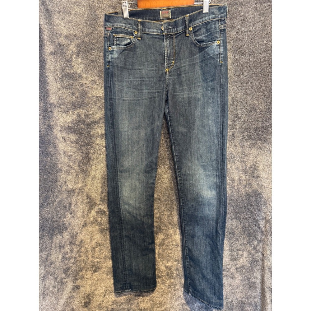 Citizens‎ of Humanity Elson Medium Rise Straight Leg Jeans Dark Wash Blue Womens